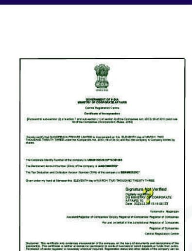 Corporate registration reference shown in DBHC brochure